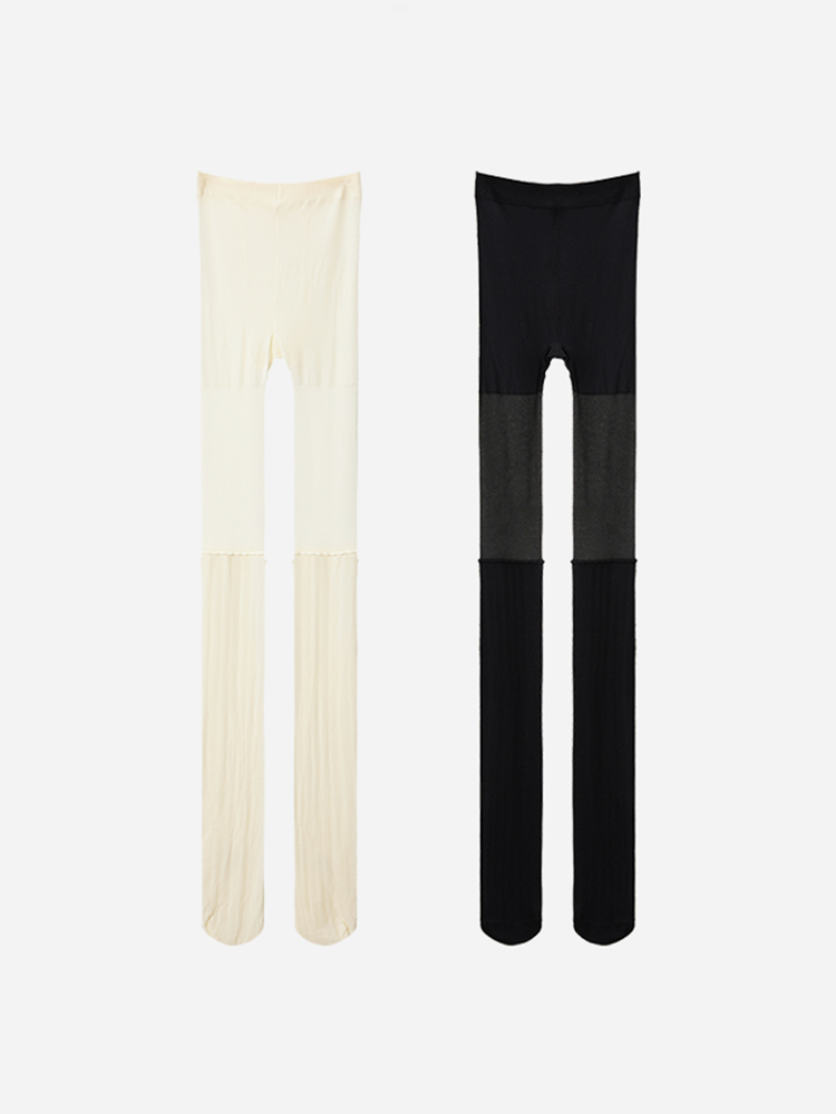 White Hollow-Out Tights