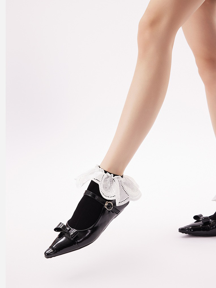 Ruffle Lace Cotton Socks French