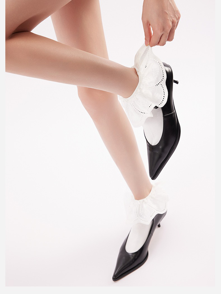 Ruffle Lace Cotton Socks French