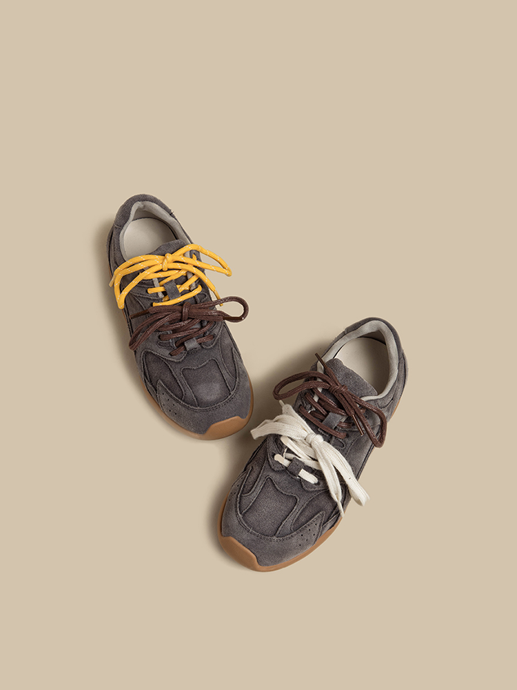 Leather Retro Chunky Trainers