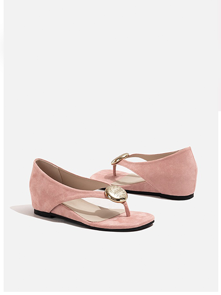 5cm Hidden Wedge French Flat Toe-Post Sandals