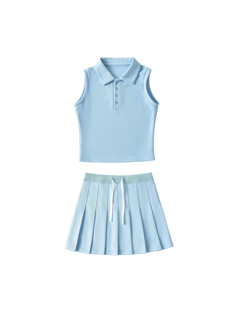 Tennis Pleated Skirt & Sleeveless Polo Top Set