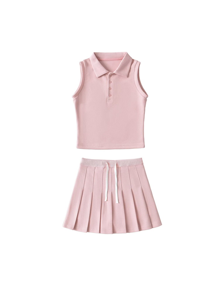 Tennis Pleated Skirt & Sleeveless Polo Top Set