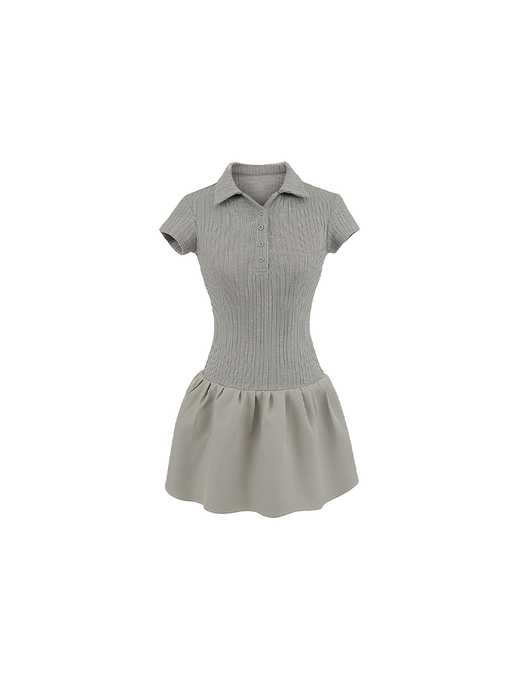 Ballet Style Polo Collar Knit Dress