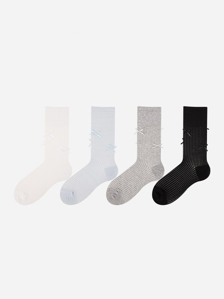 Ballet Bow Mesh Socks