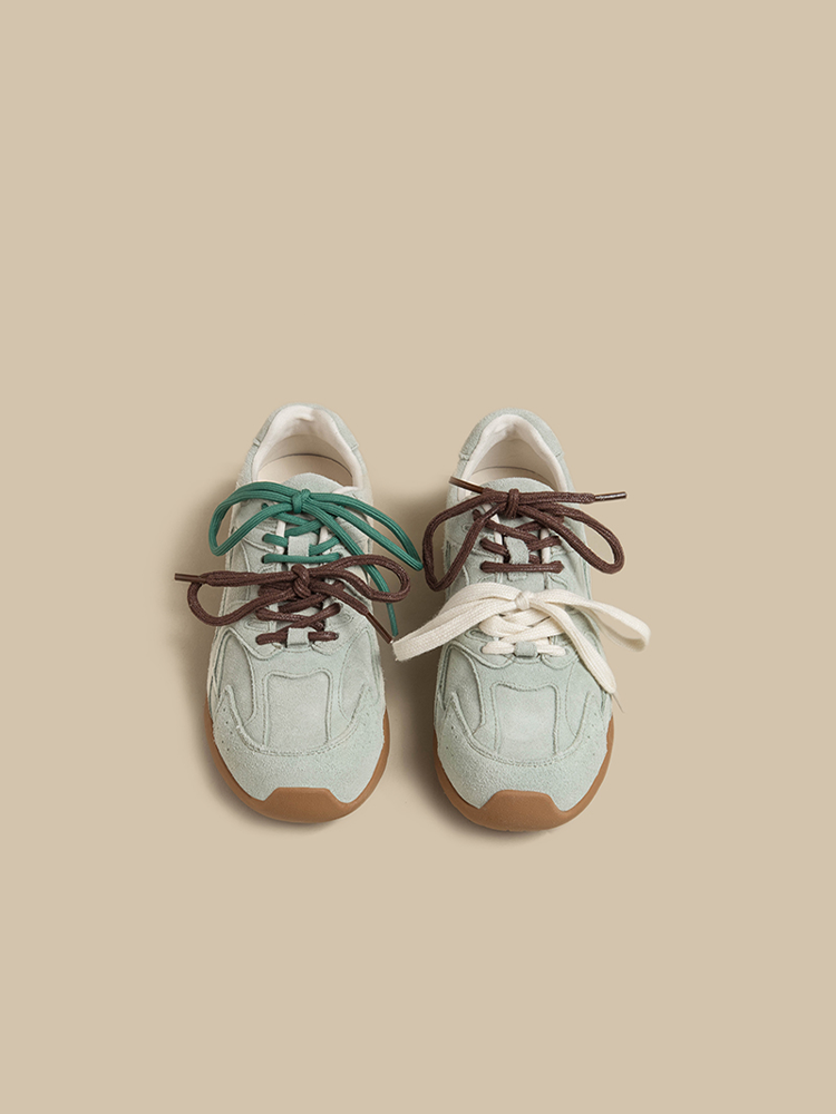 Leather Retro Chunky Trainers