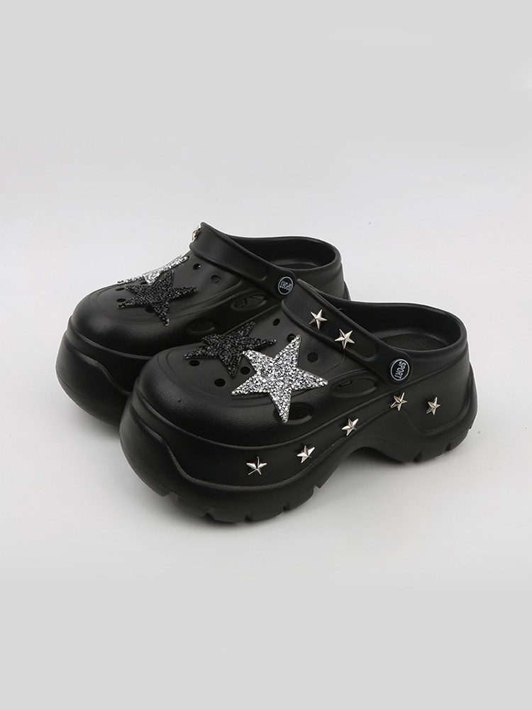 Star Cutout Platform Clog Sandals – Y2K Two-Way Style