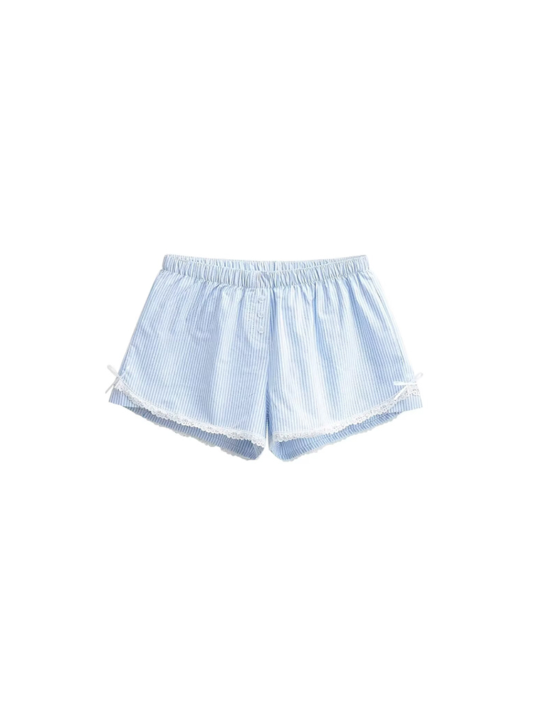 Vintage Bow Lace Trim Shorts