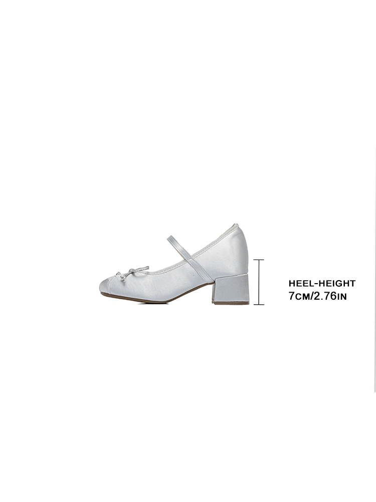 Satin Block Heel Ballet Shoes