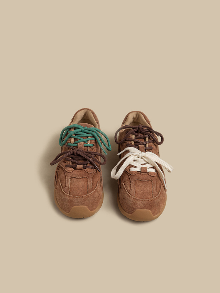 Leather Retro Chunky Trainers