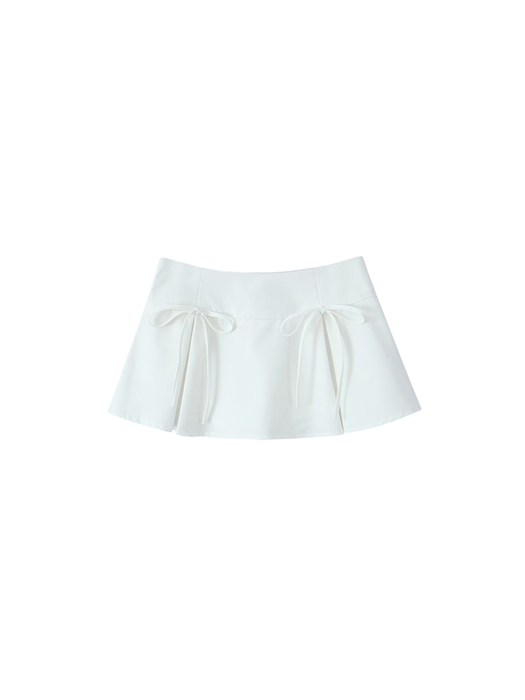 Plaid Pleated Mini Skirt with Bow Detail