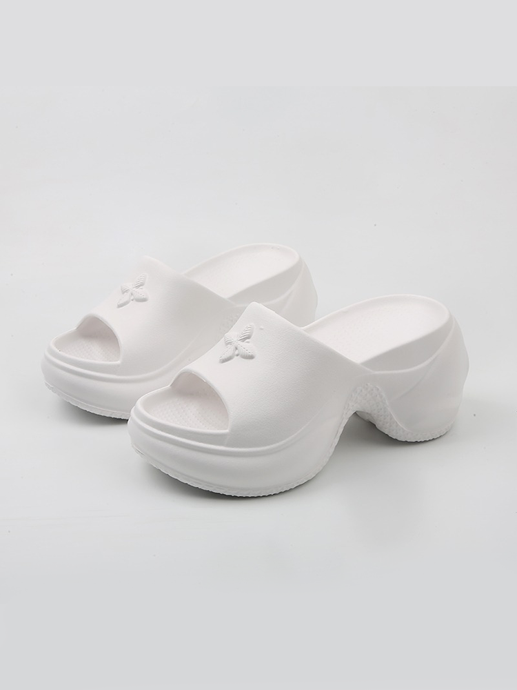 Black Platform Cross-Strap Slide Sandals – 9cm High Heels