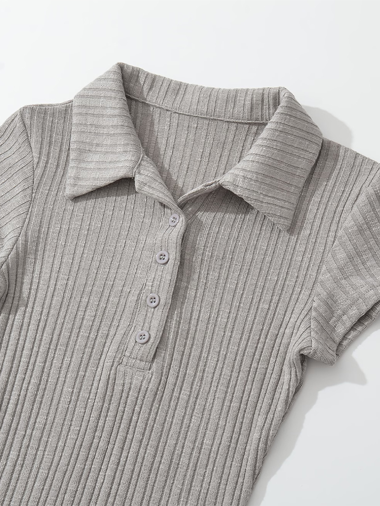 Ballet Style Polo Collar Knit Dress