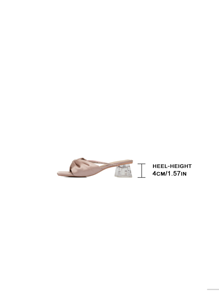 Square Toe Crystal Heel Mule Sandals