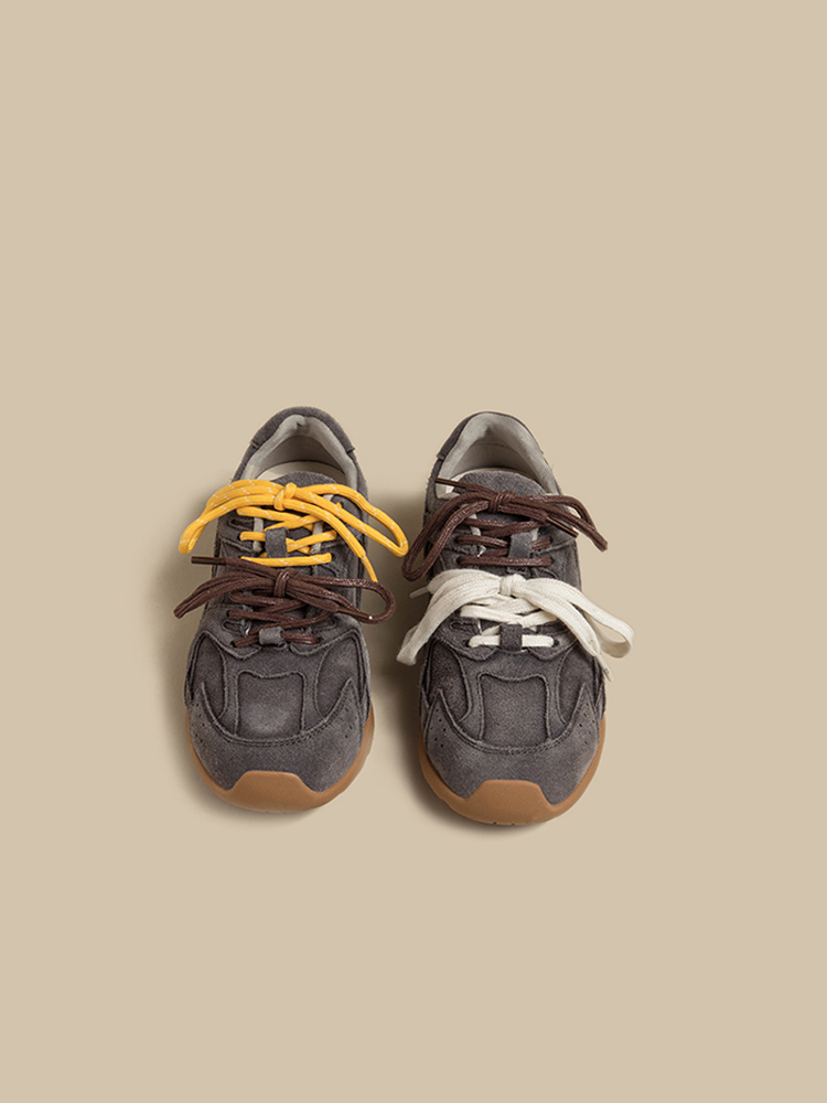 Leather Retro Chunky Trainers