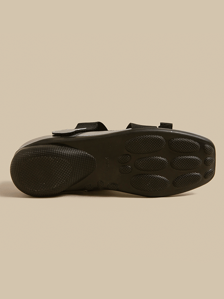 Leather Square Toe Cross-Strap Mary Jane Shoes