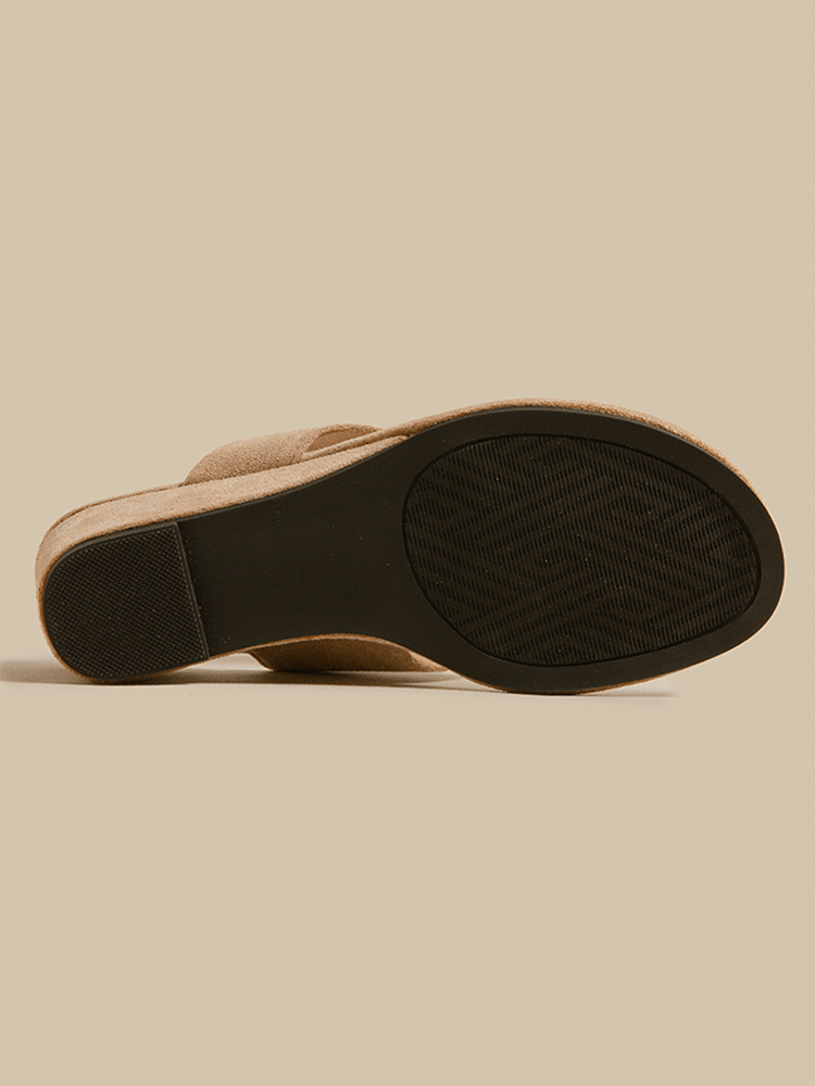 Suede Wedge Toe-Post Sandals