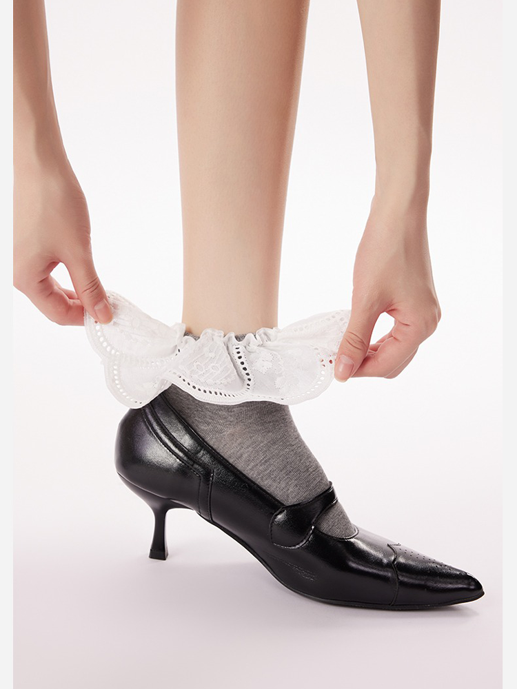 Ruffle Lace Cotton Socks French