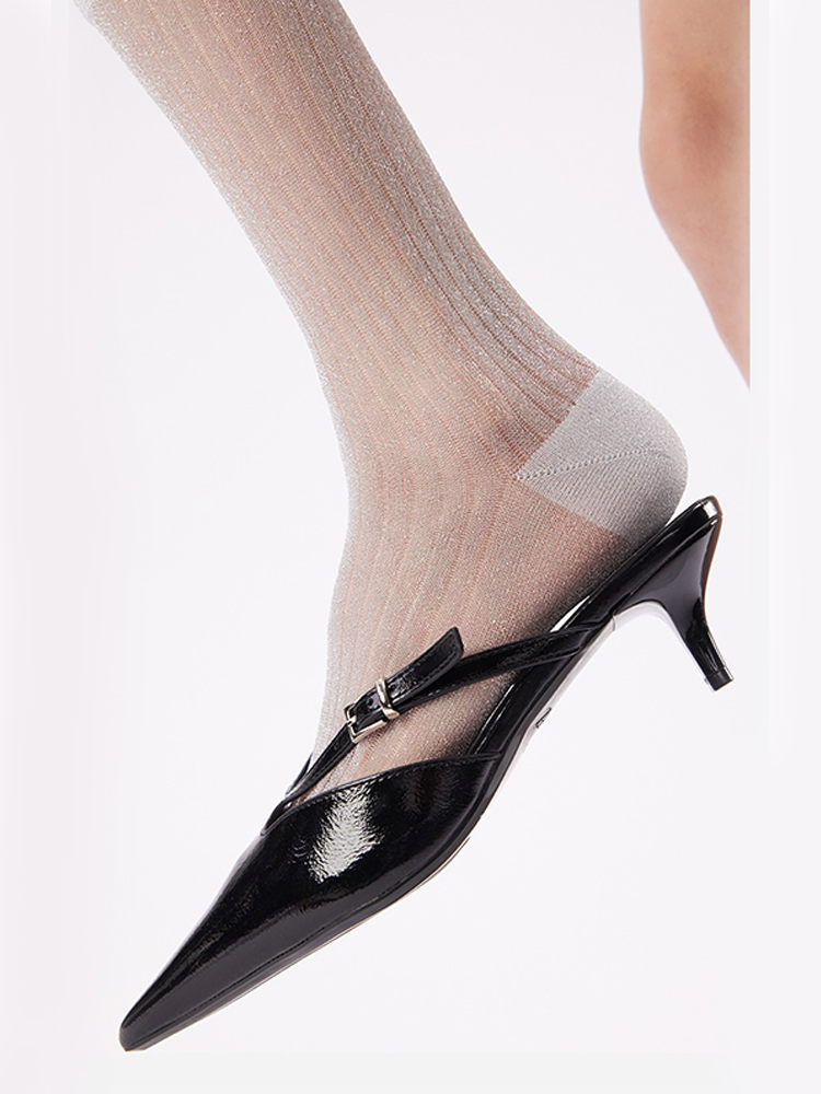 Shimmer Ribbed Crew Socks Korean Layered Look