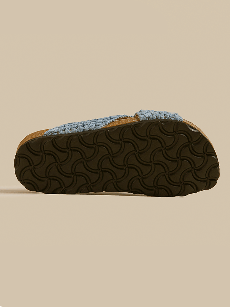Pineapple Weave Cross-Strap Birken Sandals
