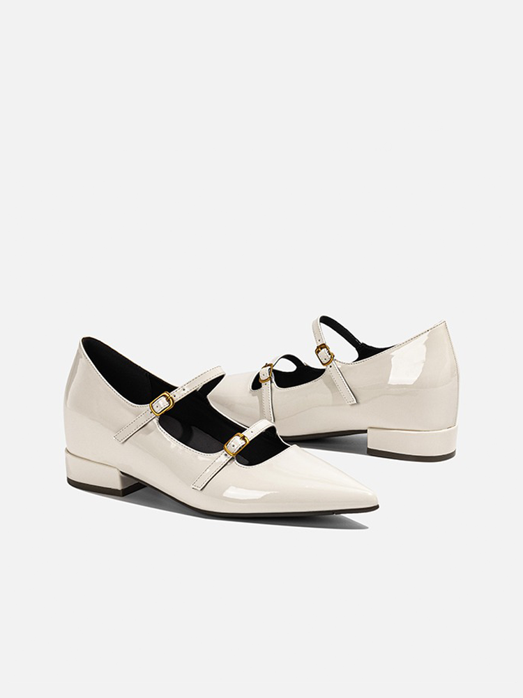 Hidden Wedge French Pointed Toe Mary Jane Flats