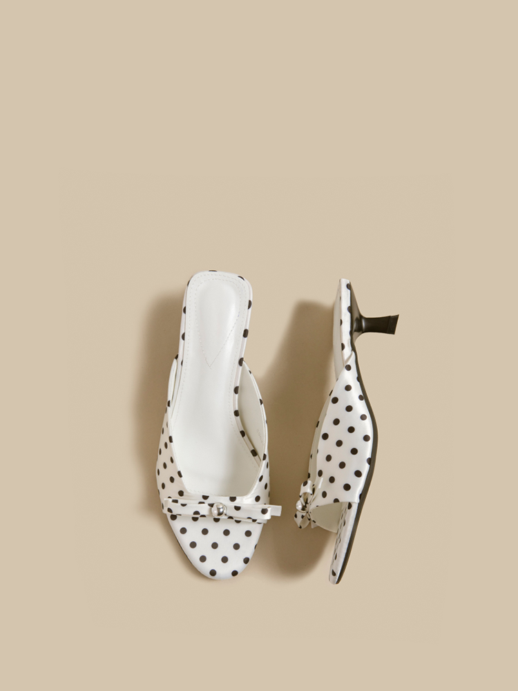 Polka Dot Pointed Toe Bow Sandals