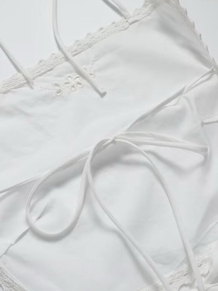Cotton Lace Embroidered Wide Leg Pants