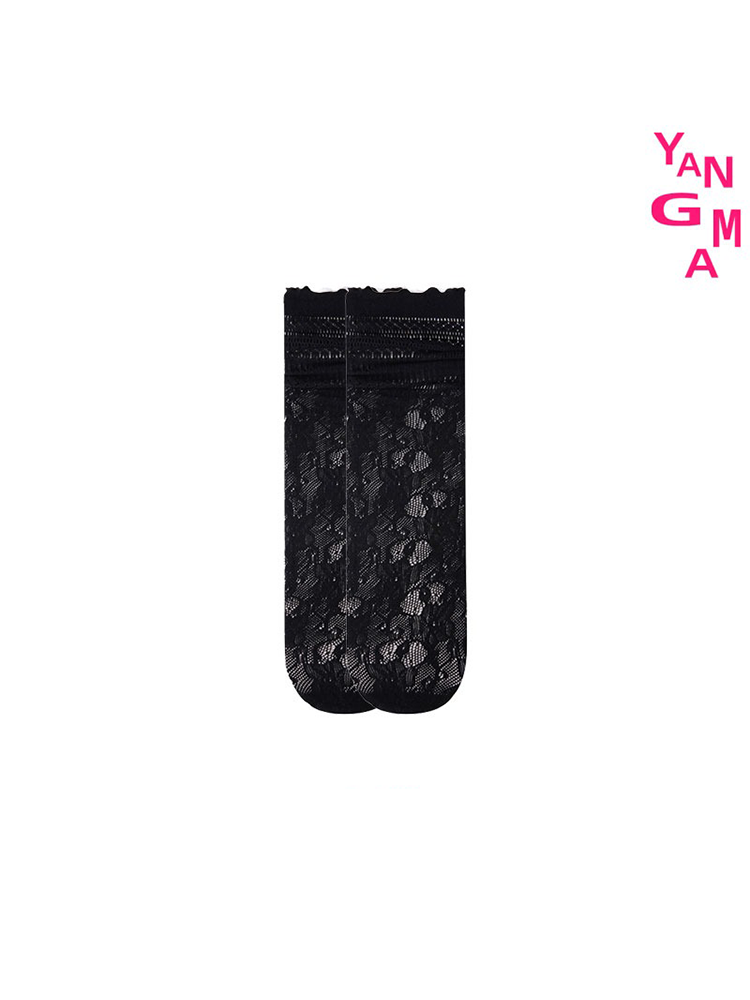 French Lace Knee High Stocking for Women Fishnet Mesh Socks - Yangma