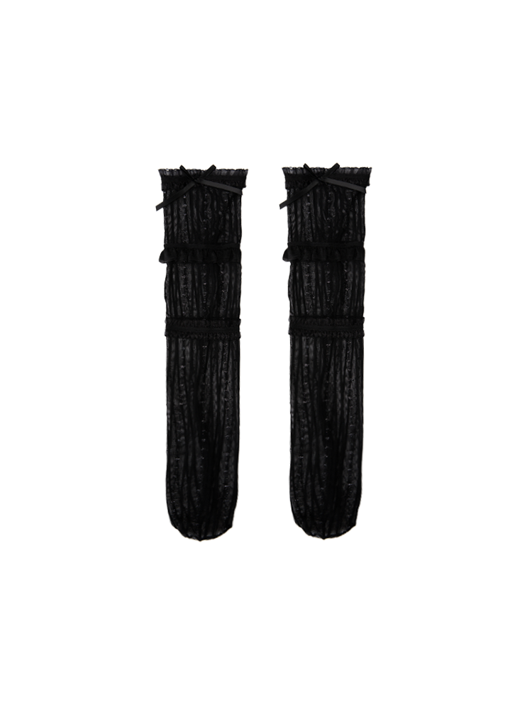 Ruffle Lace up Bowknot Lady's Knee High Stocking - Yangma